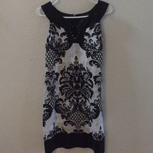 Black and white linen dress